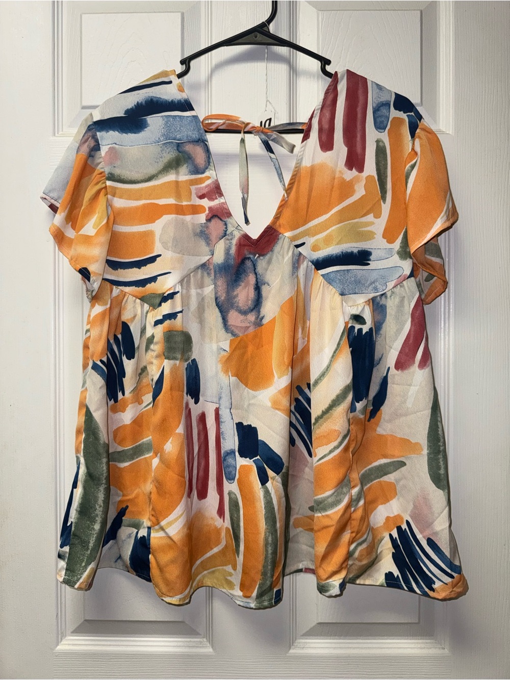 Cap sleeve abstract floral blouse - Picture 2 of 3